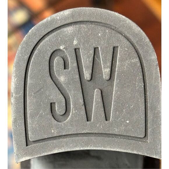 Stuart Weitzman Laney Suede Pumps Block Heel withGold Accent in Black NWOB Size - Picture 8 of 10